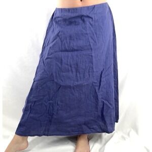 Minimalist Linen Midi Skirt L Quiet Luxury Euro Summer Resort Coastal Capsule